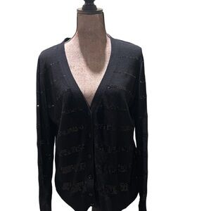 Victor Alfaro Elegant Black Button-Up Cardigan